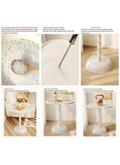 XiuWoo Widen Floral Spiral Column End Table ,Bedroom Bedside Table, Lightweight PP Home Corner Table, Small Home Multifunctional Leisure Table,White  - Image 3
