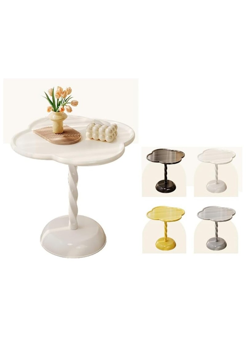 XiuWoo - Widen Floral Spiral Column End Table ,Bedroom Bedside Table, Lightweight PP Home Corner Table, Small Home Multifunctional Leisure Table,White - Image 1