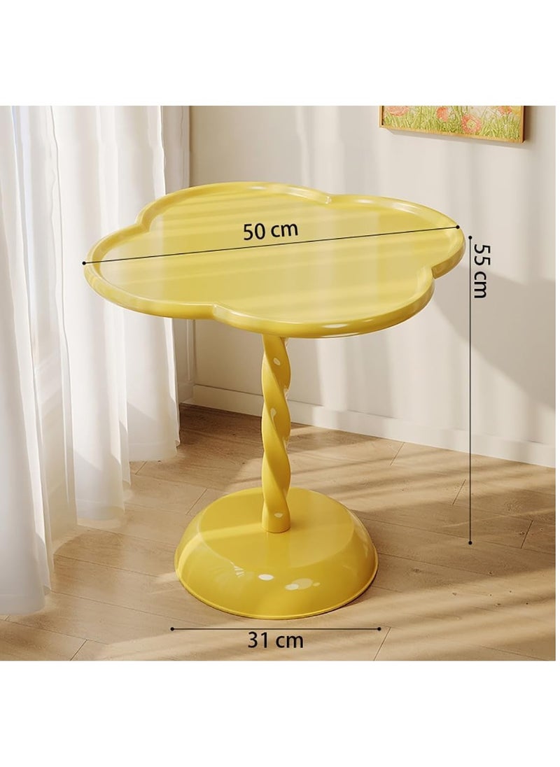 XiuWoo - Widen Floral Spiral Column End Table ,Bedroom Bedside Table, Lightweight PP Home Corner Table, Small Home Multifunctional Leisure Table,White - Image 1