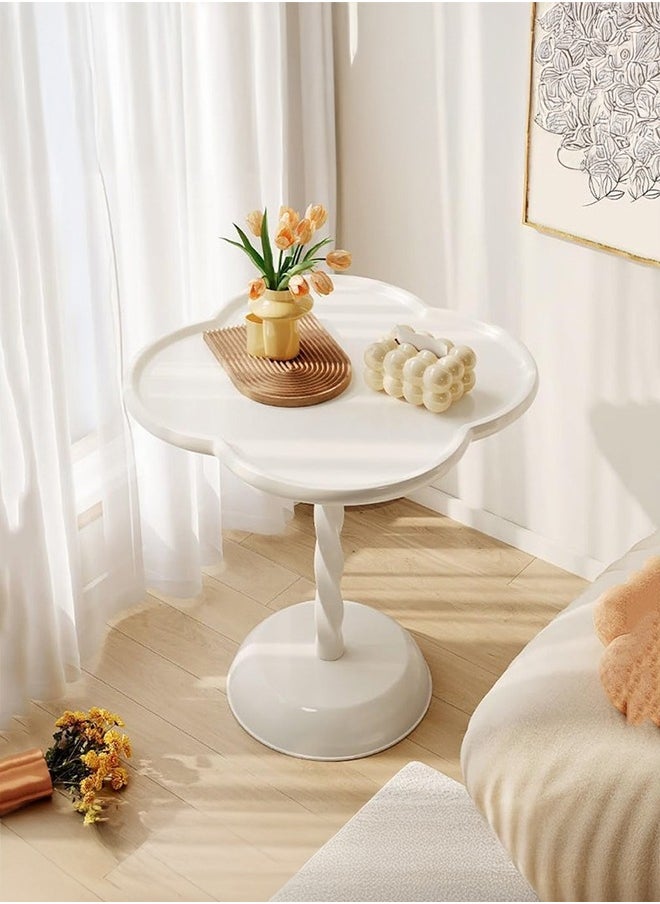XiuWoo - Widen Floral Spiral Column End Table ,Bedroom Bedside Table, Lightweight PP Home Corner Table, Small Home Multifunctional Leisure Table,White - Image 1