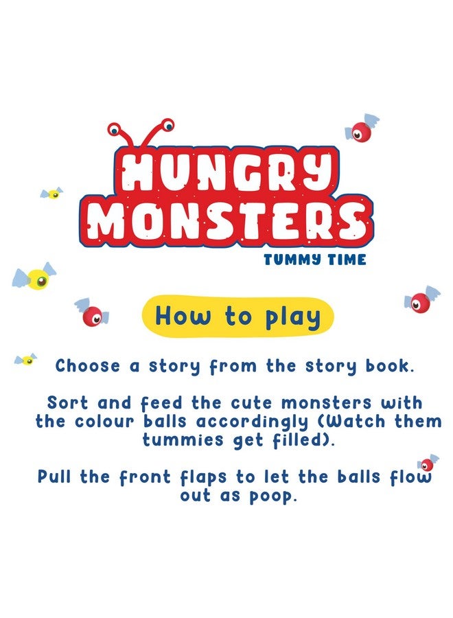 Webby DIY Wooden Hungry Monster Feed Game with Story Book for Toddlers | Kids - Image 3