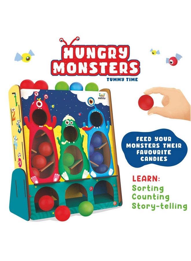Webby DIY Wooden Hungry Monster Feed Game with Story Book for Toddlers | Kids - Image 2