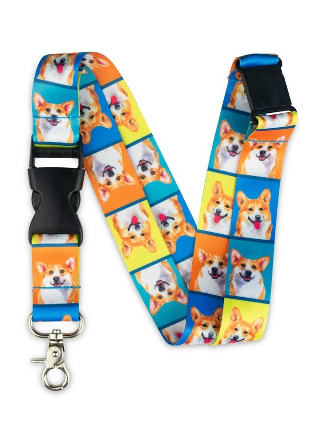 Limeloot Corgi Wide Lanyard with Breakaway, Release Buckle, and Flat Ring - Image 1