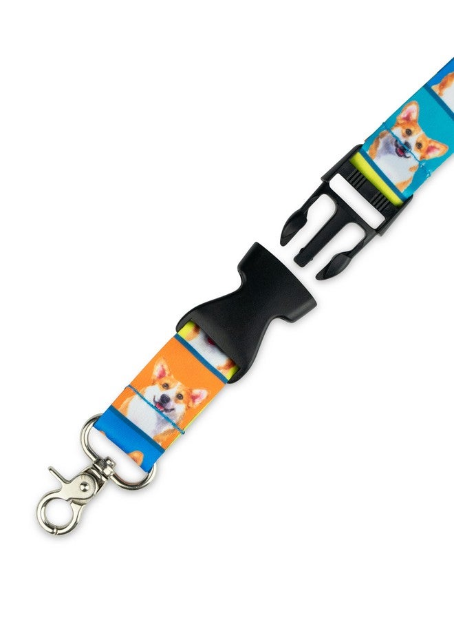 Limeloot Corgi Wide Lanyard with Breakaway, Release Buckle, and Flat Ring - Image 3