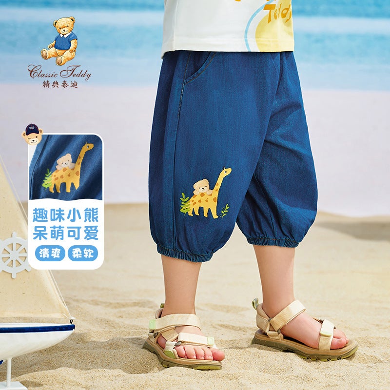 Classic Teddy Boys Arrival Cropped Pants Comfortable Breathable Jeans Middle Leg Pants Children'S Light Trendy Pants - Image 1