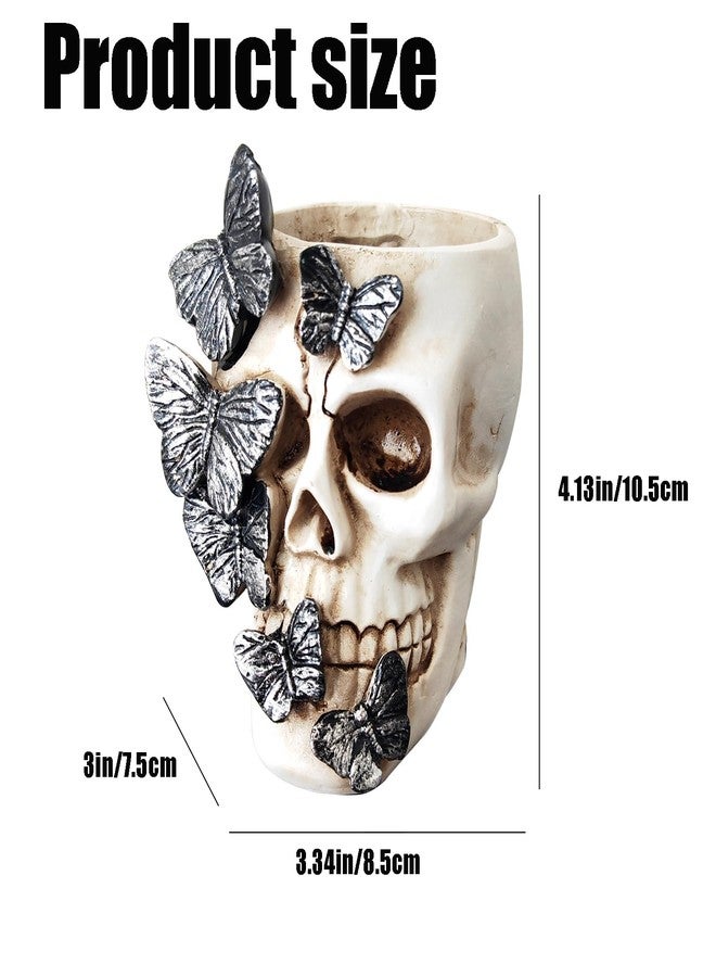 Fsocpen Skull Pen Holder,Skull Makeup Brush Holder,Bathroom storage Holder,Spooky Goth Decorations,Halloween Decoration,Vanity, Desk, Office Organizer, Stationary, Decor Planter - Image 2