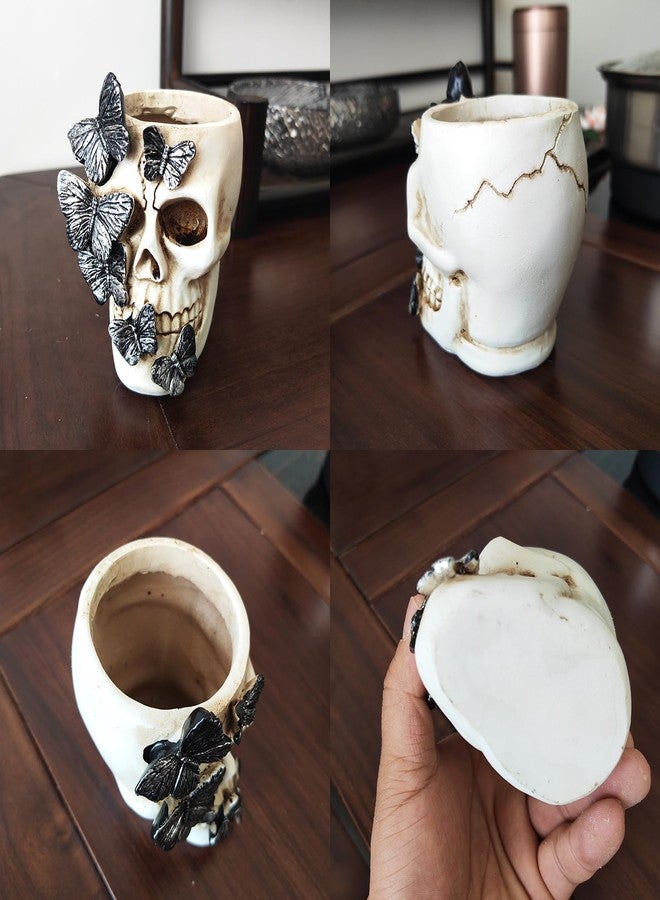Fsocpen Skull Pen Holder,Skull Makeup Brush Holder,Bathroom storage Holder,Spooky Goth Decorations,Halloween Decoration,Vanity, Desk, Office Organizer, Stationary, Decor Planter - Image 3