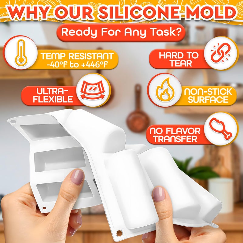 VIKROM 9 Cavity 3D Cylinder Silicone Dessert Molds - Silicone Cylinder Mold Twinkie Pan Cake Molds for Baking Cake Pan - Mini Dessert Molds Granola Bar Molds Silicone Baking Pan Cake Roll Pan - Image 3