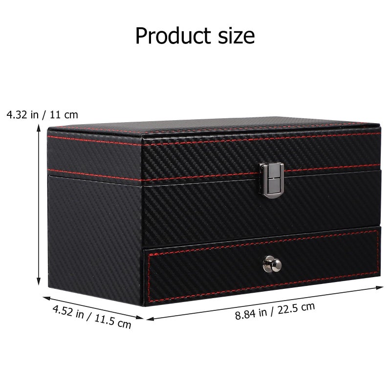 Carbon Fiber Watch Box With Pu Leather Interior Watch Display And Jewelry Organizer Case For Men Black Storage - Image 3