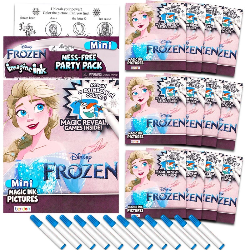 Bendon Disney Frozen Imagine Ink Coloring Book Set for Kids 12 Pack NoMess Magic Ink Coloring Books Featuring Elsa and Anna Frozen Party Favors Bundle - Image 3