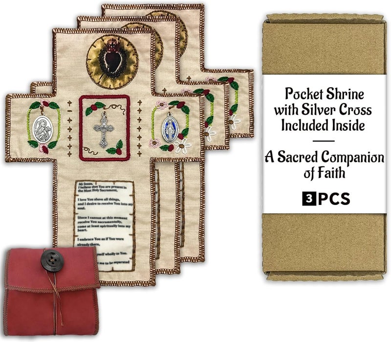 Asidius Handmade Catholic Prayer Pocket with Miraculous Medal, Catholic Bible Catholic Pocket Prayer Book Pocket Shrine Catholic, Gifts for Catholic Women, Catholic Gifts for Catholic Men - Image 1