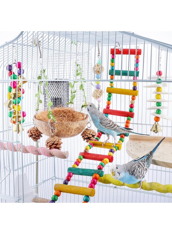 VTurboWay Bird Natural Coconut Nest Sugar Glider Hanging Swing Toy with Coconut Fiber Mat for Small Bird Parrot Parakeet Sugar Glider  - Image 2