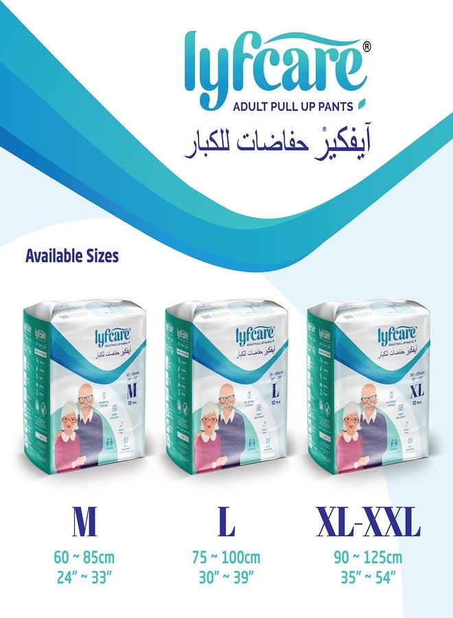 Lyfcare Adult Diapers Medium Size (M) - 20 Units (Pack of 2) | Unisex Diapers Pants Style | Waist (60-85 cm) | Wetness Indicator, Super Absorb, 360° Protection & 0% Leakage | For Men & Women - Image 5