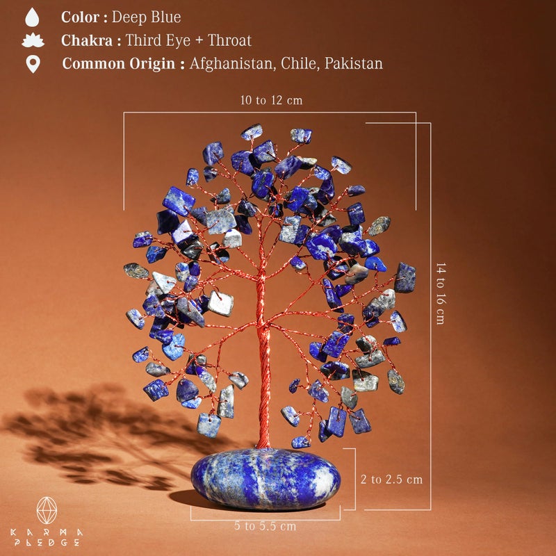 KARMAPLEDGE Crystal Tree of Life Home and Office Feng Shui Decor  Lapis Lazuli Healing Crystal Handmade Bonsai Tree for Positive Energy  Good Luck  Money  Christmas Decor  Birthday Gifts for Women  Mom - Image 3