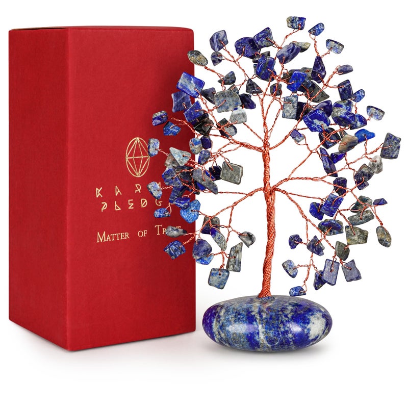 KARMAPLEDGE Crystal Tree of Life Home and Office Feng Shui Decor  Lapis Lazuli Healing Crystal Handmade Bonsai Tree for Positive Energy  Good Luck  Money  Christmas Decor  Birthday Gifts for Women  Mom - Image 1