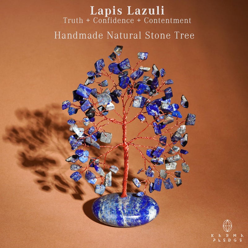 KARMAPLEDGE Crystal Tree of Life Home and Office Feng Shui Decor  Lapis Lazuli Healing Crystal Handmade Bonsai Tree for Positive Energy  Good Luck  Money  Christmas Decor  Birthday Gifts for Women  Mom - Image 2