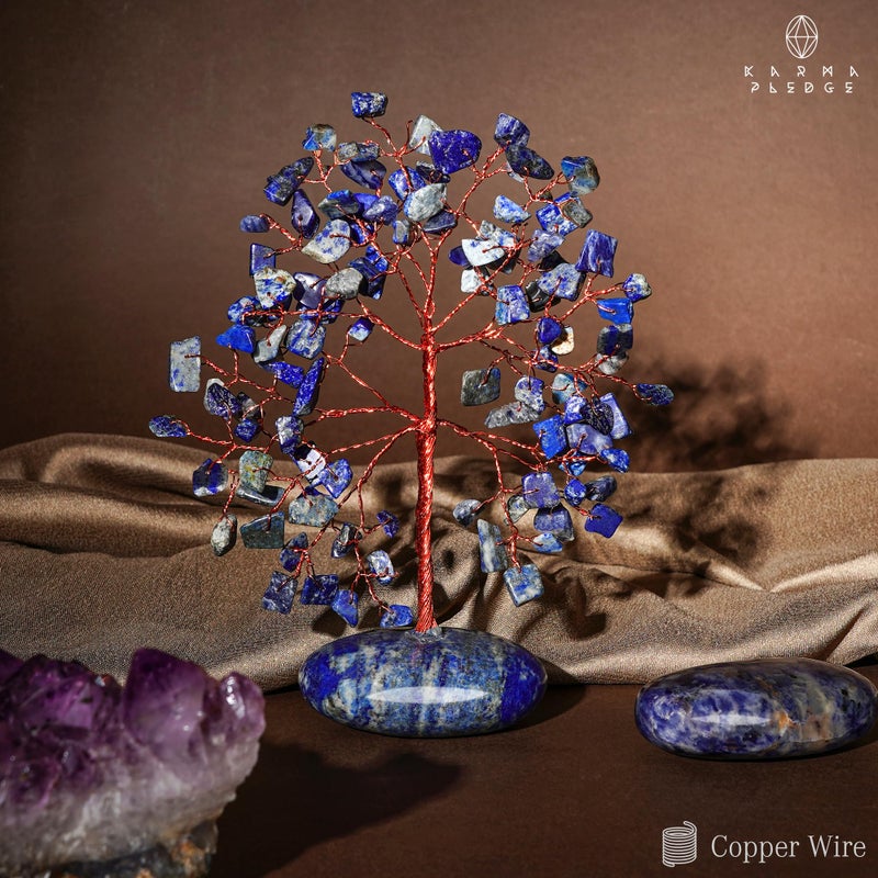 KARMAPLEDGE Crystal Tree of Life Home and Office Feng Shui Decor  Lapis Lazuli Healing Crystal Handmade Bonsai Tree for Positive Energy  Good Luck  Money  Christmas Decor  Birthday Gifts for Women  Mom - Image 5