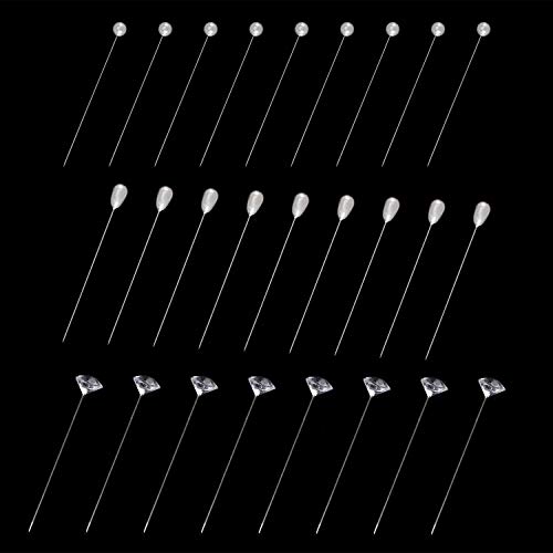 Senkary 300 Pieces (3 Styles) Diamond Pins Pearl Head Corsage Pins Floral Straight Pins for Flower Bouquet Wedding - Image 4