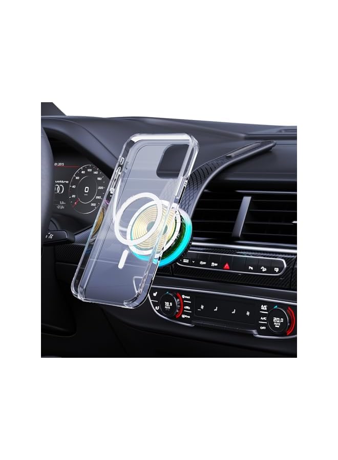 Green Tiger 15W Magnetic Wireless Car Mount with Dual Port Car Charger & C-C Cable 1M 360° Adjustable Angle x16 Strong Magnetic Hold 15W Wireless Output- Black - Image 4