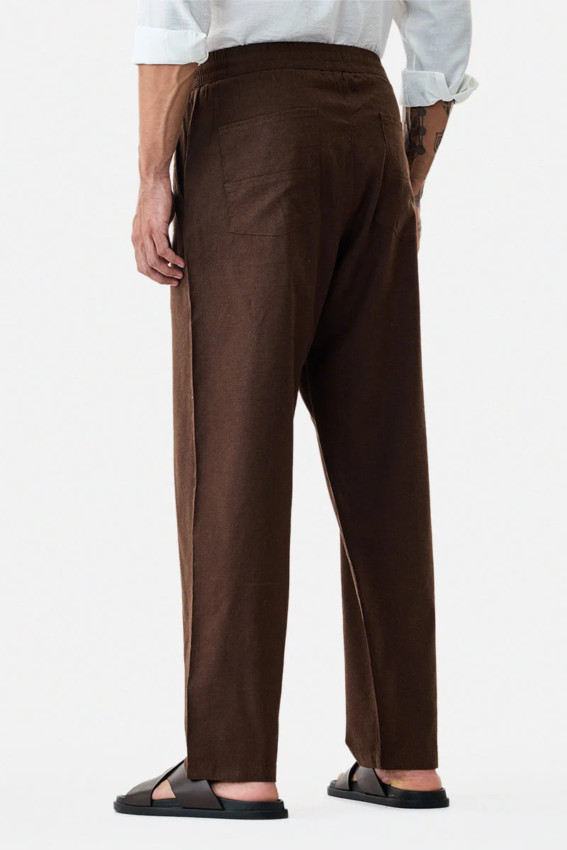 SNITCH Brown Relaxed Fit Drawstring Pants for Men | Best Price UAE
