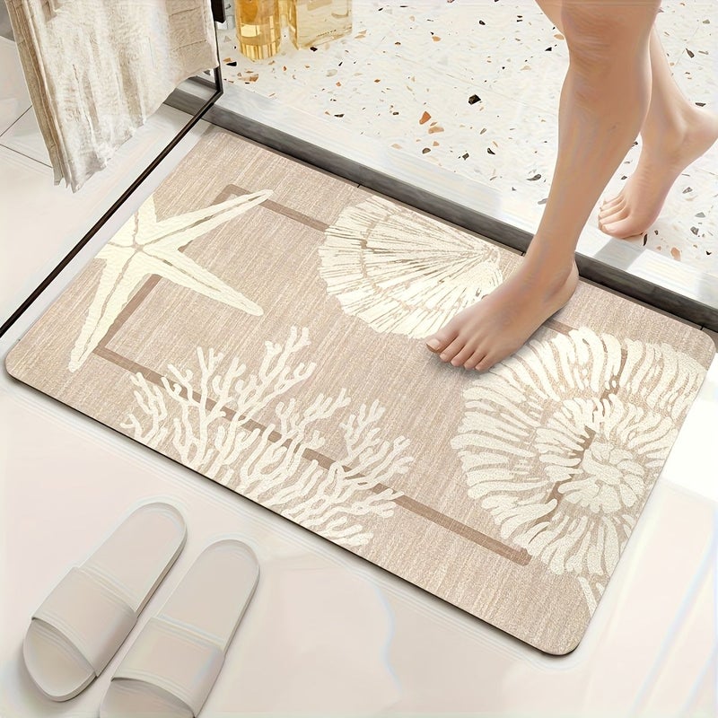 Ocean Themed Flannel Bath Mat Soft Comfortable Machine Washable 45x75cm Rug - Image 3