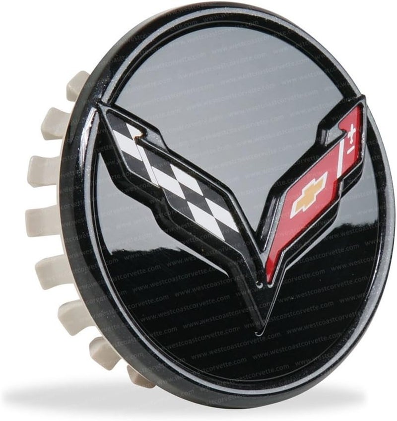 Davies Corvette West Coast Corvette C7 Stingray GM Center Cap with Crossed Flags Logo - Carbon Flash Black - Image 1