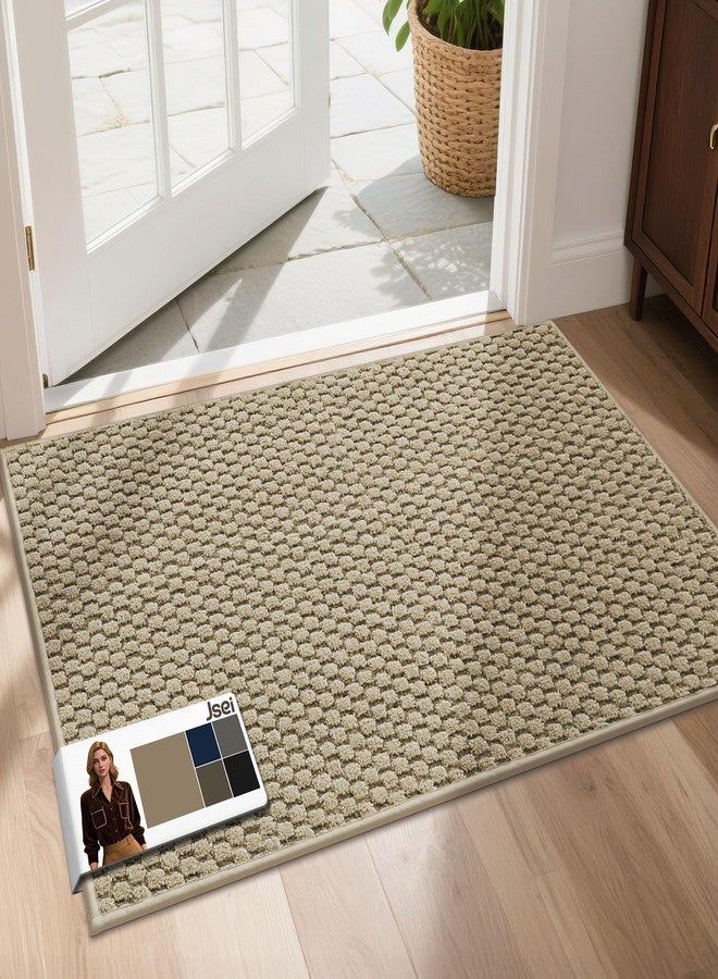 JSEI Dirt Trapper Door Mat 24"x36", Non-Slip Entryway Rugs Doormat Indoor, Washable Absorbent and Stain Resist Welcome Floor Mat for Front Door, Dog Door Mat, Muddy Wet Shoes & Paws, Beige - Image 1