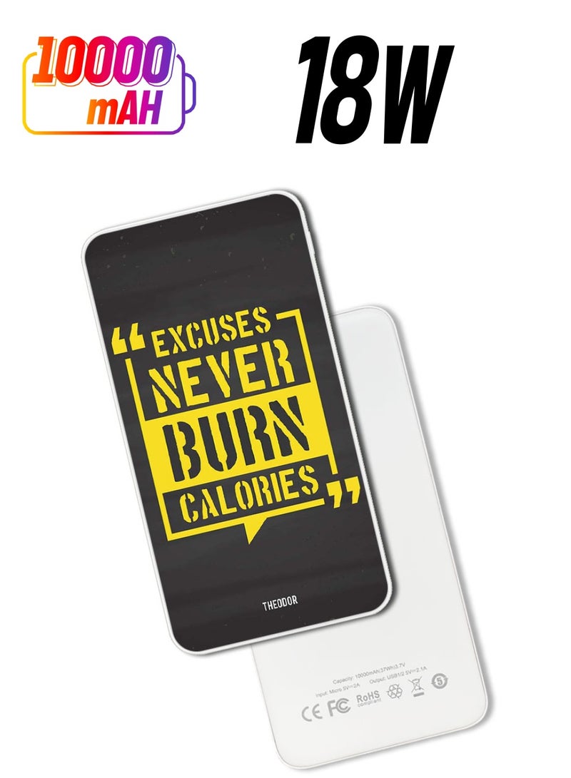 Theodor 10,000 mAh Super Fast Charging Ultra Compact Power Bank with Quick Charge & Power Delivery, Portable Charger For iPhone and Android Excuses Never - Image 1