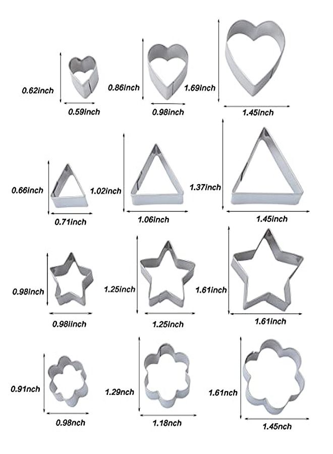 Kutis 24 Pieces Mini Geometric Shaped Rectangle Square Heart Triangle Round Tiny Circle Baking Cookie Biscuit Cutter Set - Image 5