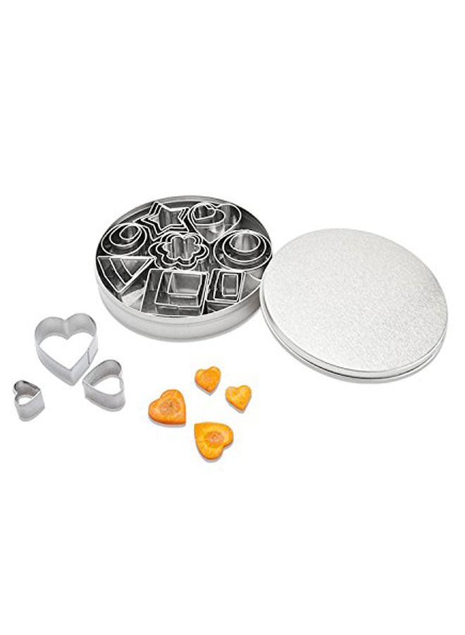 Kutis 24 Pieces Mini Geometric Shaped Rectangle Square Heart Triangle Round Tiny Circle Baking Cookie Biscuit Cutter Set - Image 3