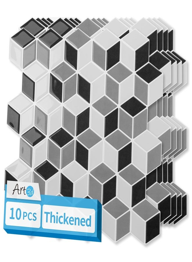 Art3d 10-Sheet Peel and Stick Backsplash Tiles, 12x12 Inch Self-Adhesive 3D Wall Tiles for Kitchen, Bathroom, Countertop - Thickened Waterproof Design (White & Black) - Image 1
