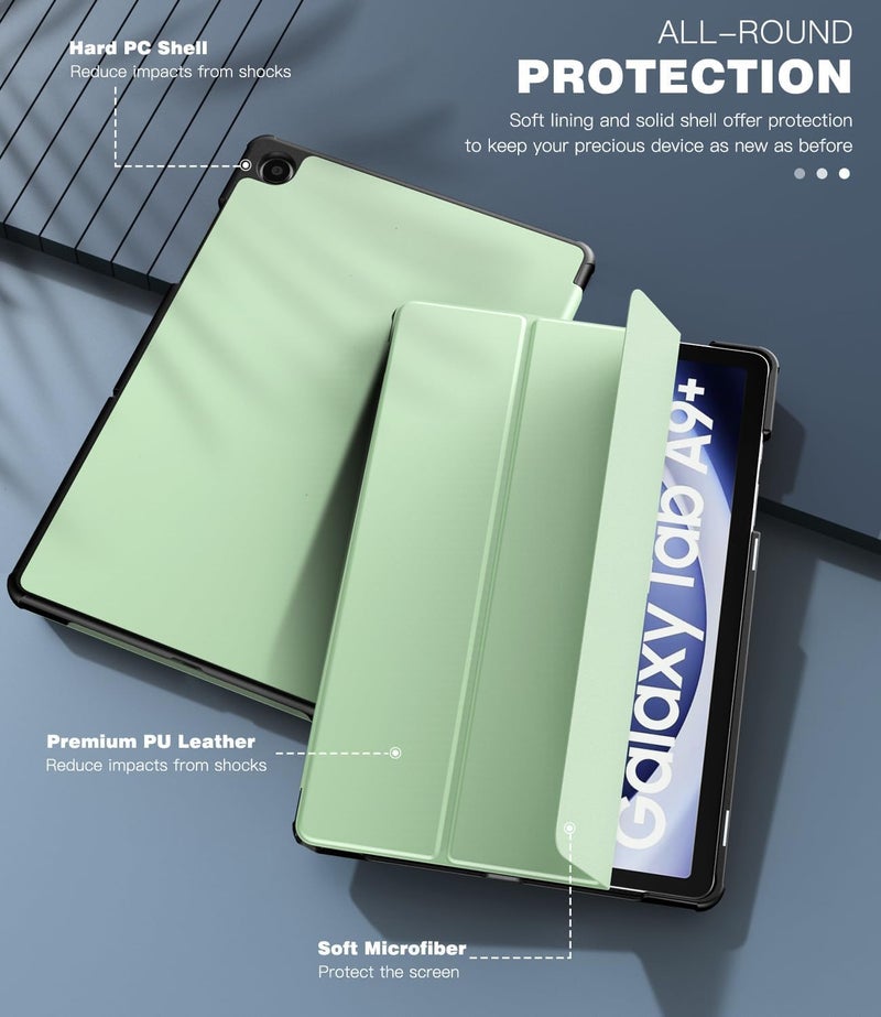 EDNITA Smart Case Cover for Samsung Galaxy Tab A9+/A9 Plus 11 Inch 2023, Slim Lightweight Stand Hard Back Shell Protective Cover for Galaxy Tab A9+ Tablet (Mint Green) - Image 2