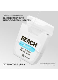 REACH REACH Waxed Dental Floss,Unflavored, Plaque Remover for Teeth, Shred Resistant, Floss Slides Smoothly, Easy to Use, Waxed, Deep Cleaning Teeth, Oral Care, PFAS Free, for Adults & Kids, 1 Pack, 55 yd  - Image 2