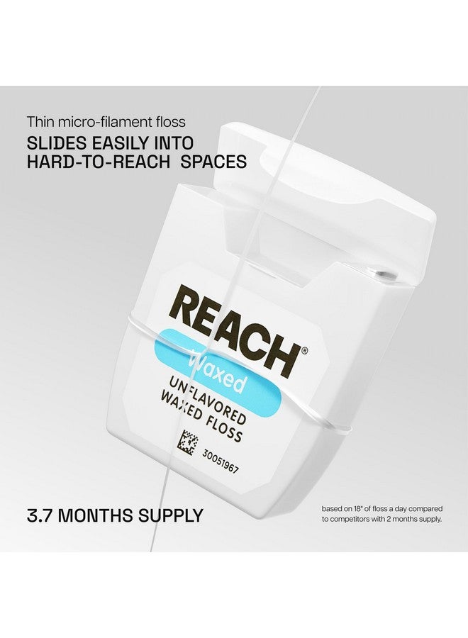 REACH REACH Waxed Dental Floss,Unflavored, Plaque Remover for Teeth, Shred Resistant, Floss Slides Smoothly, Easy to Use, Waxed, Deep Cleaning Teeth, Oral Care, PFAS Free, for Adults & Kids, 1 Pack, 55 yd - Image 2