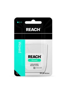 REACH REACH Waxed Dental Floss,Unflavored, Plaque Remover for Teeth, Shred Resistant, Floss Slides Smoothly, Easy to Use, Waxed, Deep Cleaning Teeth, Oral Care, PFAS Free, for Adults & Kids, 1 Pack, 55 yd  - Image 1