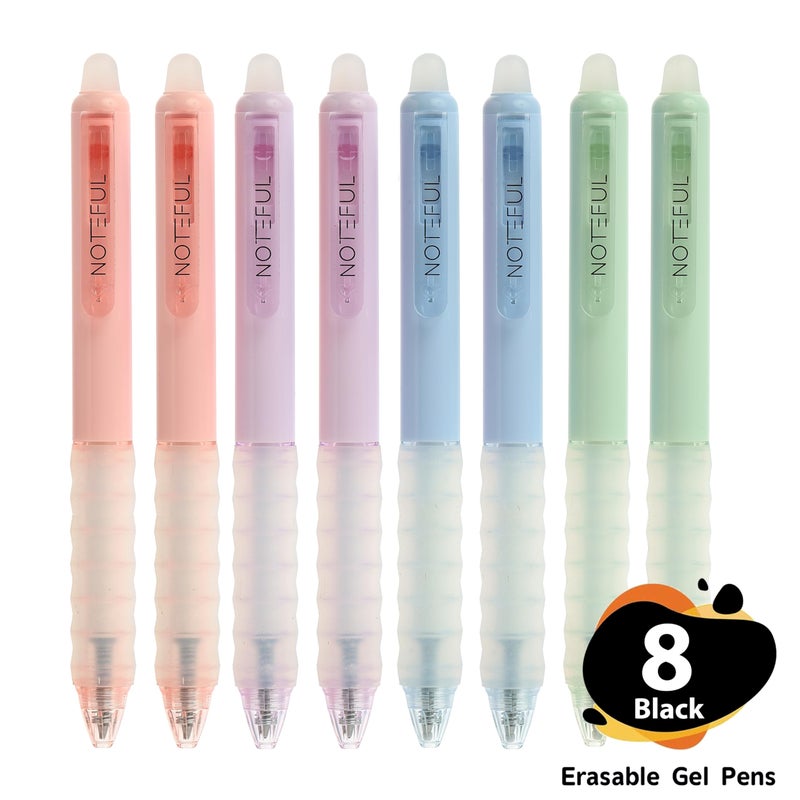 NOTEFUL Retractable Erasable Gel Pens Clicker, Fine Point 0.7, Premium Comfort Grip for Smooth Writing Planner and School Supplies - Black (Pack of 8) - Image 3