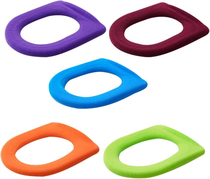 NUOBESTY 5 قطع وسائد ناعمة لغطاء مقعد المرحاض سجاد حمام متين ألوان عشوائية - Image 1