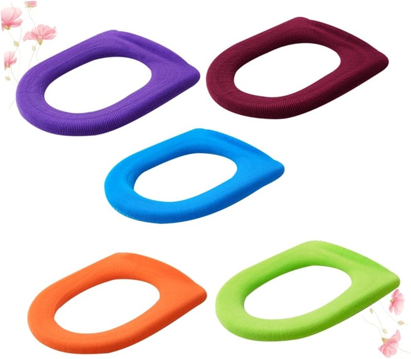 NUOBESTY 5 قطع وسائد ناعمة لغطاء مقعد المرحاض سجاد حمام متين ألوان عشوائية - Image 4