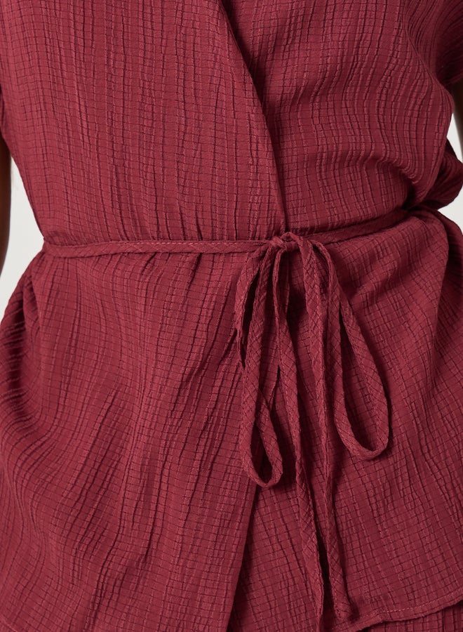 Styli Textured Wrap Tie-Up Top and Pants Co-Ords  - Image 3