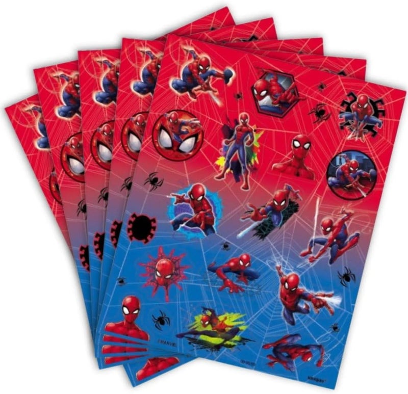 Unique Spiderman Sticker Sheets  Assorted Designs  4 Pcs