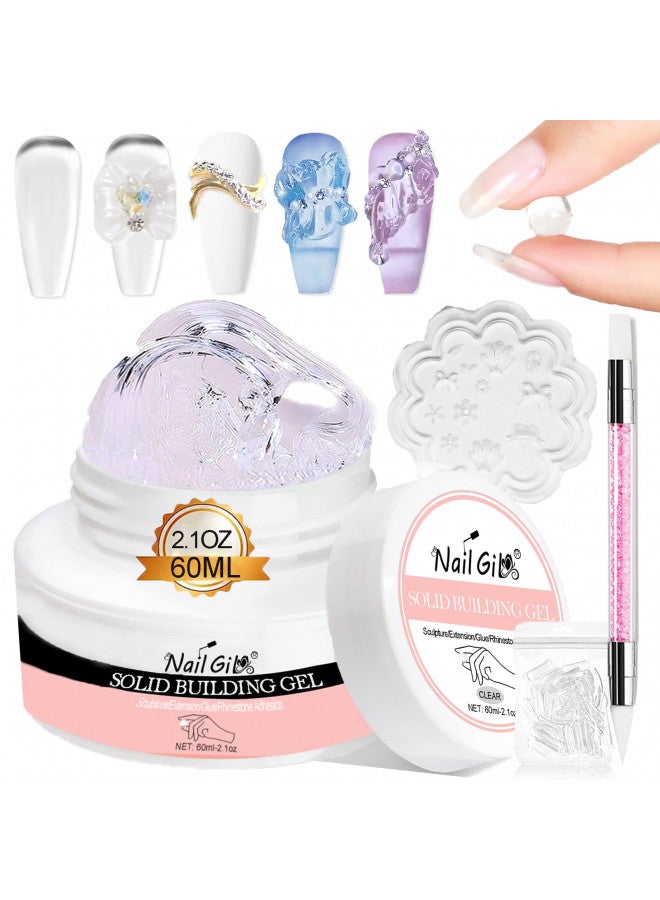 NAIL GIL NAILGIL Solid Builder Gel For Nails, 2.1oz Large Capacity 3D Gel Nail Art Sculpture Non-Sticky Hand Clear Extension Gel Sock Off UV LED with 3D Silicone Mold Salon DIY at Home  - Image 1