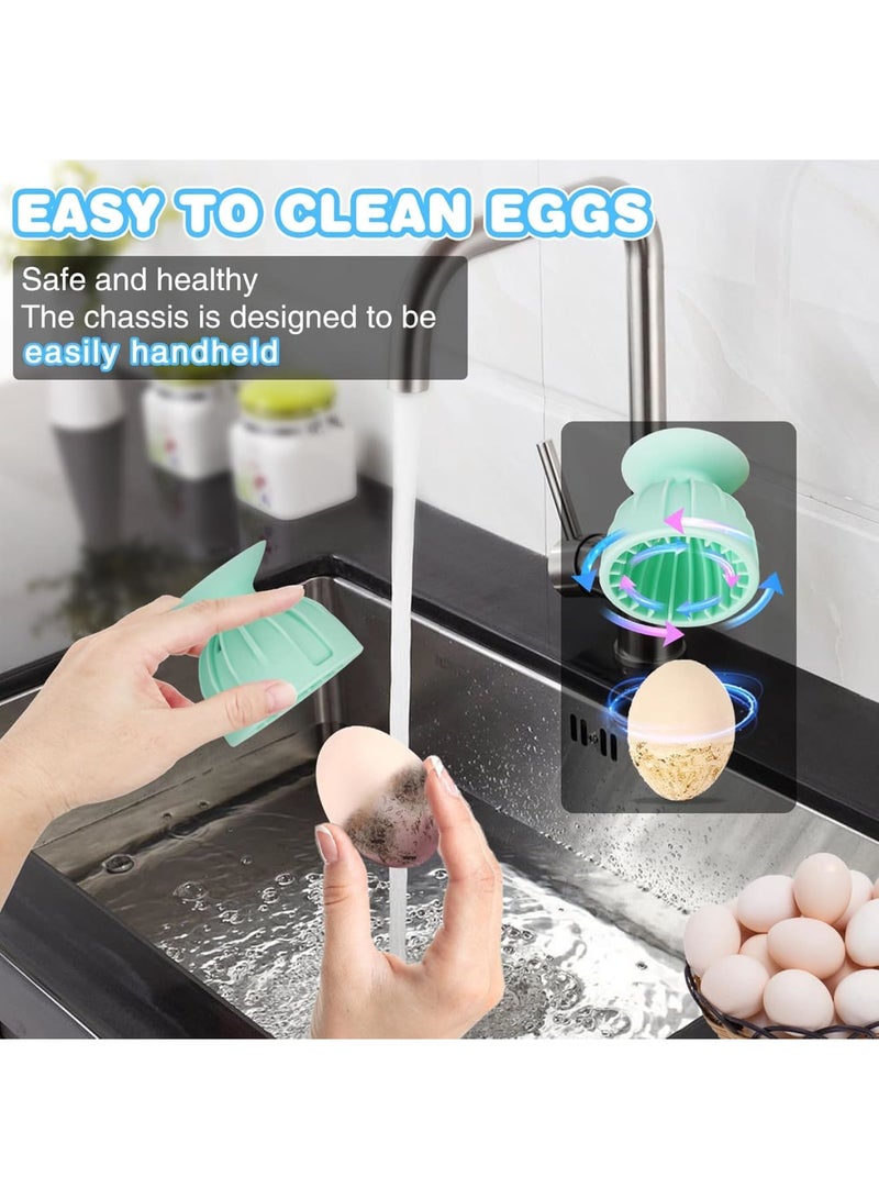 SOLARAE Egg Cleaner Brush for Fresh Eggs, 2 Pack Silicone Egg Cleaning Brush, Egg Cleaner Scrubber Rotary, Egg Washer, Reusable and Easy to Clean Egg Washing Brush, Kitchen Tools for Egg, Green - Image 2