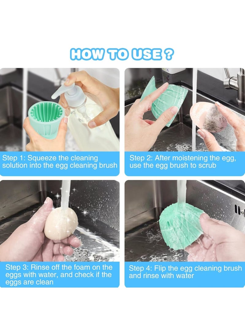 SOLARAE Egg Cleaner Brush for Fresh Eggs, 2 Pack Silicone Egg Cleaning Brush, Egg Cleaner Scrubber Rotary, Egg Washer, Reusable and Easy to Clean Egg Washing Brush, Kitchen Tools for Egg, Green - Image 3