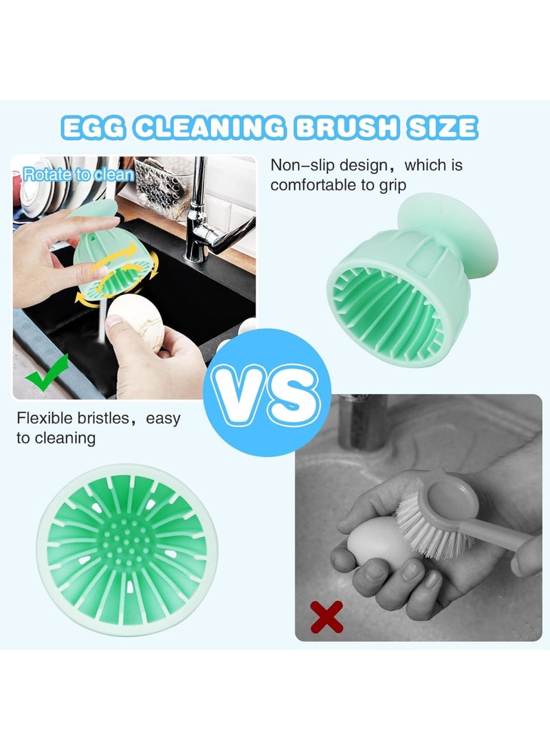 SOLARAE Egg Cleaner Brush for Fresh Eggs, 2 Pack Silicone Egg Cleaning Brush, Egg Cleaner Scrubber Rotary, Egg Washer, Reusable and Easy to Clean Egg Washing Brush, Kitchen Tools for Egg, Green - Image 4
