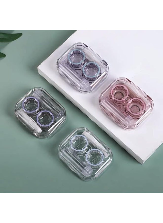 4-Pack Flip-Top Clear Contact Lens Case Travel Kit – Cute Contact Holder with Tweezers & Remover Tool, Lens Soak Storage Kit for Travel & Home