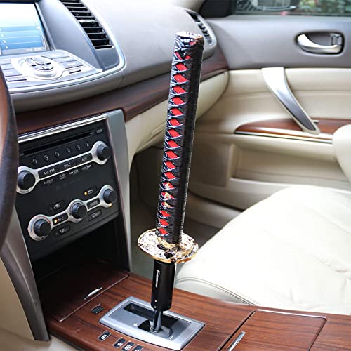 RYANSTAR RACING RYANSTAR Samurai Sword Automatic Shift Knob Universal Compatible with Lock/Button Automatic Transmission，Cool Katana Gear Shifter Metal Weighted Black&Red - Image 2