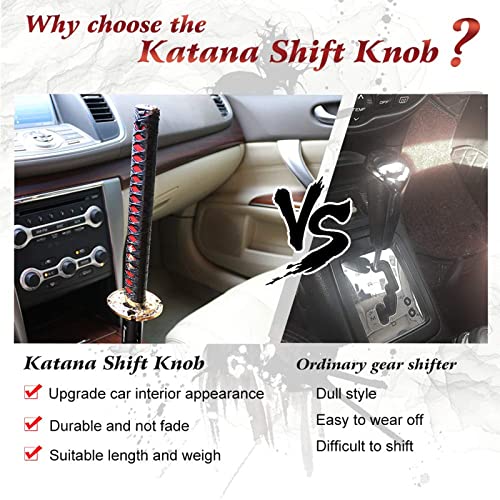 RYANSTAR RACING RYANSTAR Samurai Sword Automatic Shift Knob Universal Compatible with Lock/Button Automatic Transmission，Cool Katana Gear Shifter Metal Weighted Black&Red - Image 3