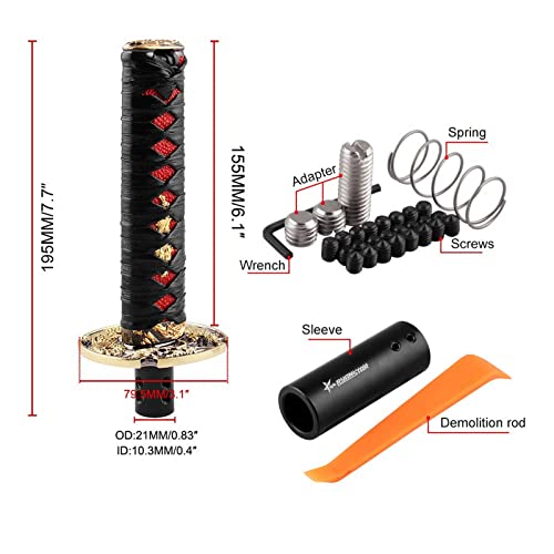 RYANSTAR RACING RYANSTAR Samurai Sword Automatic Shift Knob Universal Compatible with Lock/Button Automatic Transmission，Cool Katana Gear Shifter Metal Weighted Black&Red - Image 5