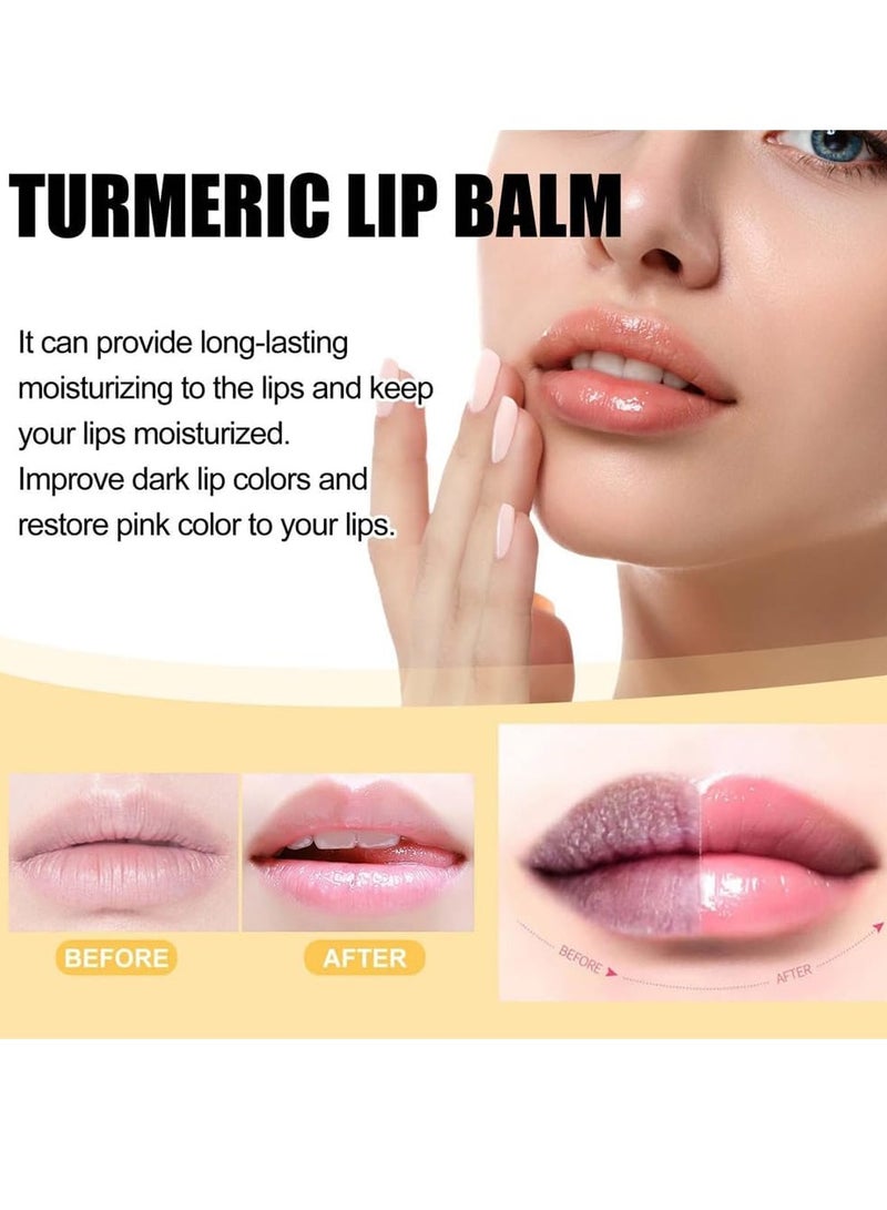 EELHOE Turmeric Lip Balm, Lip Lightening for Dark Lips, Long-Lasting Moisturizing Lip Care Cream, Remove dead skin, Nourishes u0026 Repairs Chapped Lips, Natural Lip Mask 5g - Image 2