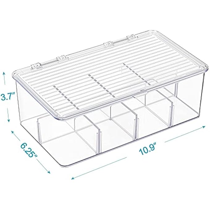 إكسفور منظم أكياس الشاي القابل للتكديس، مكون من قطعتين، صندوق تخزين بلاستيكي للشاي، مناسب للخزائن وأسطح العمل في المطبخ، حامل لأكياس الشاي، أكياس القهوة والسكر، أكياس صغيرة - Image 3